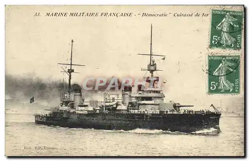 Cartes postales Bateau de guerre Democratie Cuirasse de 1er rang