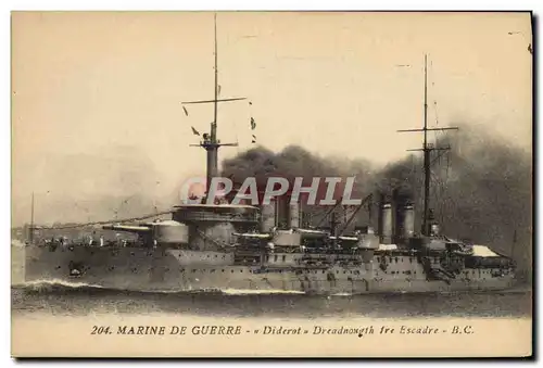 Cartes postales Bateau de guerre Diderot Dreadnought 1ere escadre
