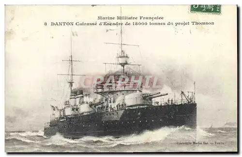 Cartes postales Bateau de guerre Danton Cuirasse d'escadre du projet Thomson