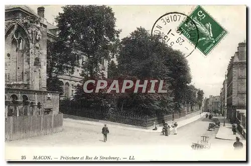 Cartes postales Prefecture et rue de Strasbourg Macon