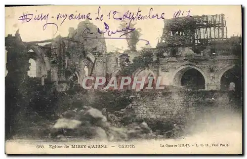 Cartes postales Militaria Eglise de Missy sur Aisne