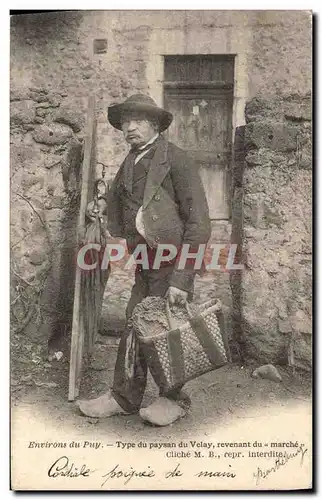 Ansichtskarte AK Folklore Environs du Puy Type de paysan du Velay revenant du marche