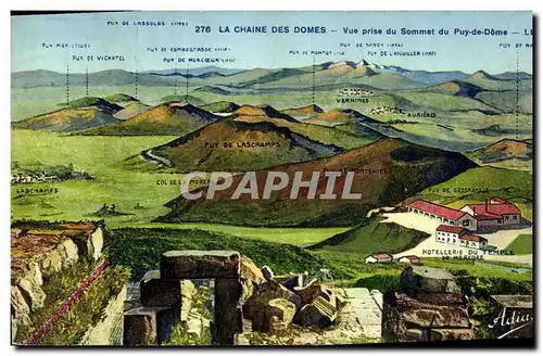 Cartes postales La chaine des Domes Vue prise du Sommet du Puy de Dome