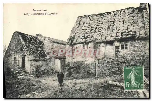 Ansichtskarte AK Folklore Auvergne Habitations villageoises