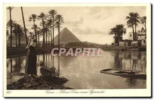 Ansichtskarte AK Egypt Egypte Cairo Flood time near Pyramids