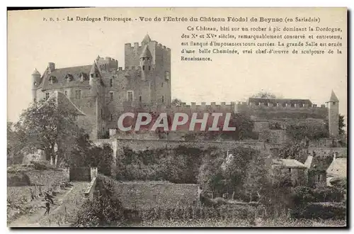 Cartes postales Chateau Vue de l'entree du chateau feodal de Beynac