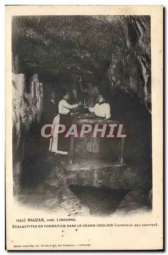 Cartes postales Grotte Grottes Rauzan pres Libourne Stalactites formation dans le  grand couloir