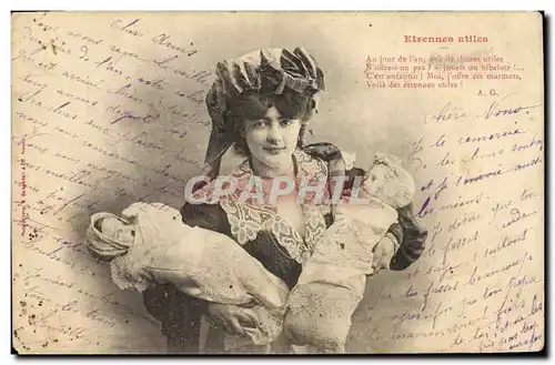 Cartes postales Fantaisie Enfant Poupee Femme Etrennes utiles