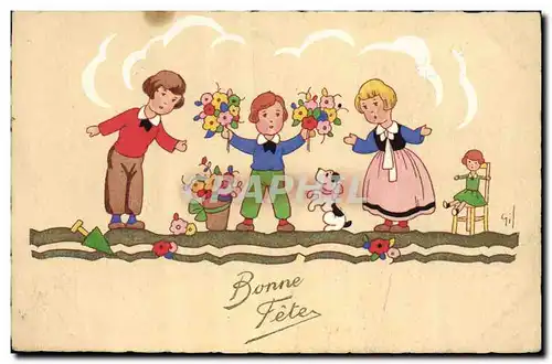 Cartes postales Fantaisie Enfant Poupee Enfants