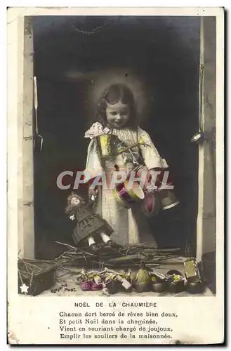 Ansichtskarte AK Fantaisie Enfant Poupee Noel de la Chaumiere