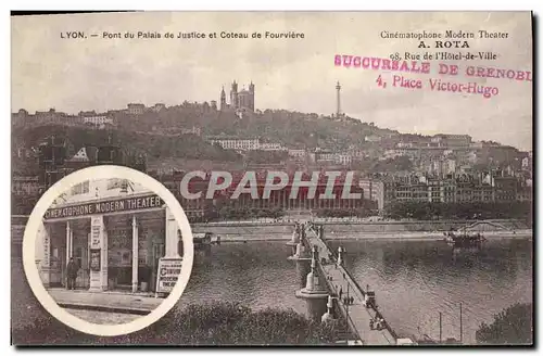 Cartes postales Lyon Pont du Palais de justice et coteau de Fourviere Cinematophone Modern Theater Cinema