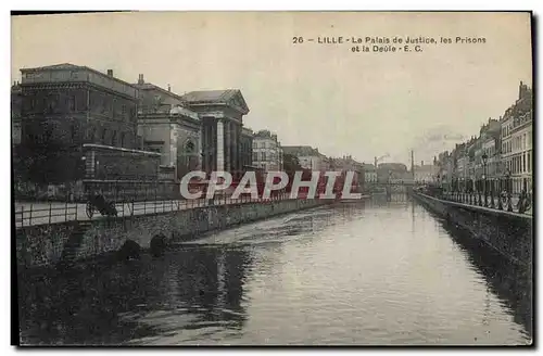 Cartes postales Palais de justice les prisons et la Deule Lille