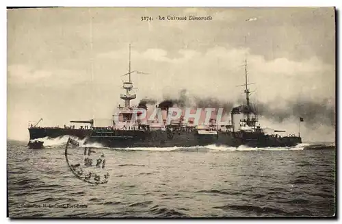 Cartes postales Bateau de guerre Le Cuirasse Democratie