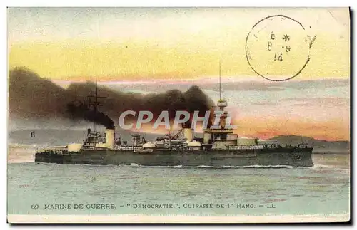 Cartes postales Bateau de guerre Democratie Cuirasse de 1er rang