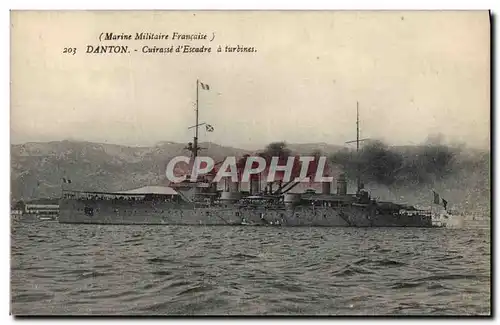 Cartes postales Bateau de guerre Danton Cuirasse d'escadre a turbines