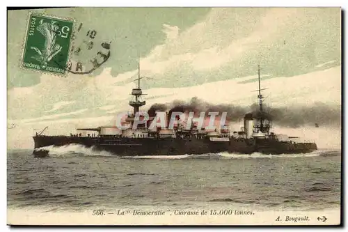 Cartes postales Bateau de guerre Le Democratie Cuirasse