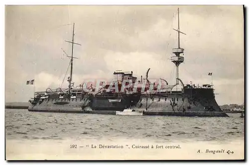 Ansichtskarte AK Bateau de guerre Le Devastation Cuirasse a fort central