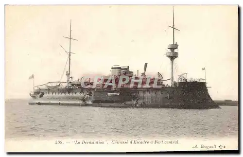 Ansichtskarte AK Bateau de guerre Le Devastation Cuirasse d'escadre a Fort central