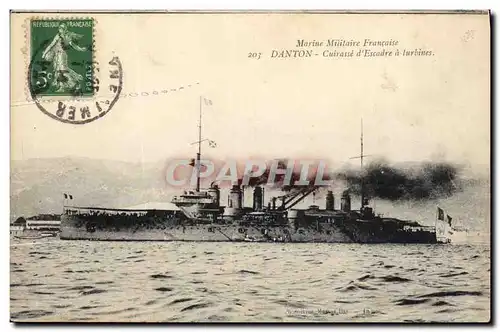 Cartes postales Bateau de guerre Danton Cuirasse d'escadre a turbines