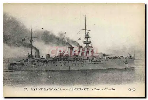 Cartes postales Bateau de guerre Democratie Cuirasse d'escadre