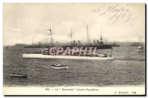 Cartes postales Bateau de guerre Le Durandal Contre torpilleur
