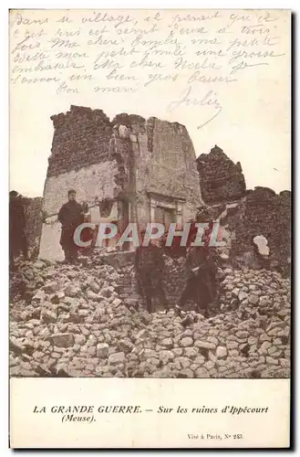 Cartes postales Militaria Sur les ruines d'Ippecourt