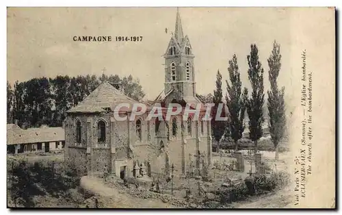 Cartes postales Militaria Eclusier Vaux L'eglise bombardee