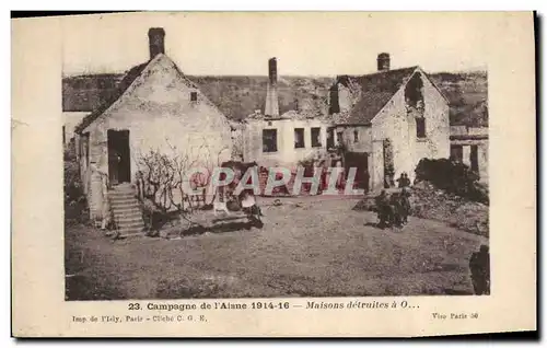 Cartes postales Militaria Maisons detruites a O