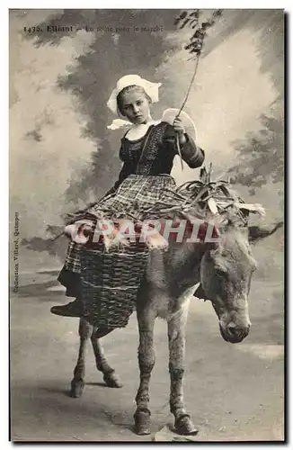 Cartes postales Folklore Elliant En route pour le marche Ane Mule