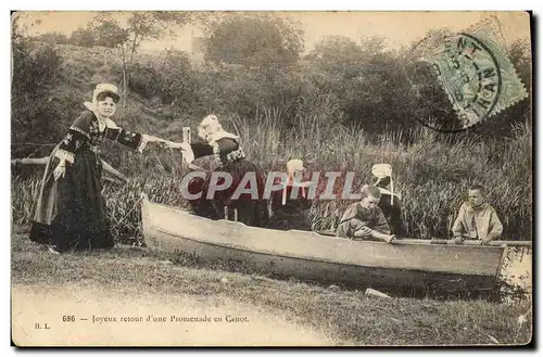 Ansichtskarte AK Folklore Joyeux retour d'une promenade en Canot