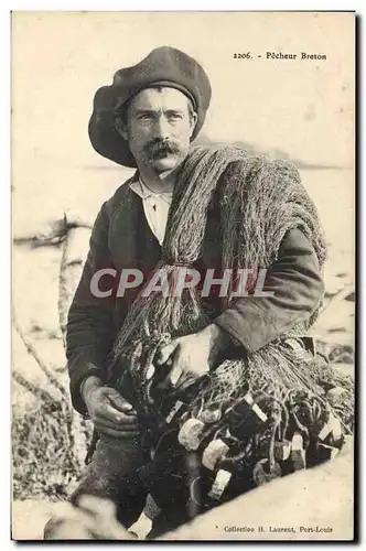 Cartes postales Folklore Pecheur breton Peche