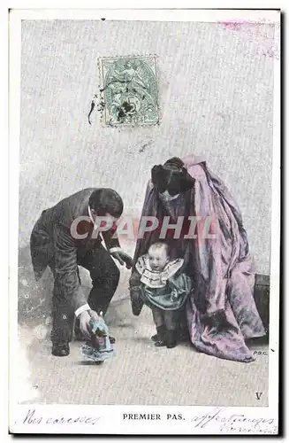 Cartes postales Fantaisie Enfant Poupee Femme Premier pas