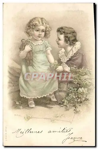 Cartes postales Fantaisie Enfants Poupee