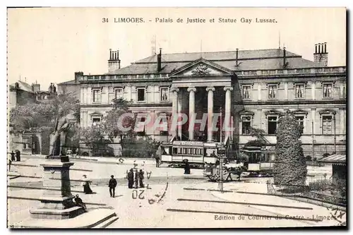 Ansichtskarte AK Palais de justice et statue Gay Lussac Limoges Tramway