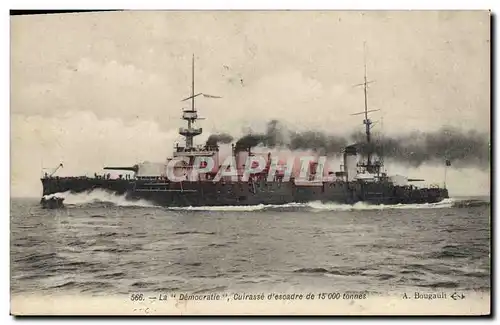 Cartes postales Bateau de Guerre La Democratie Cuirasse d'escadre
