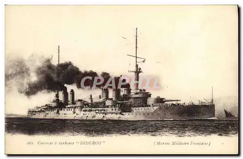 Ansichtskarte AK Bateau de Guerre Cuirasse a turbines Diderot