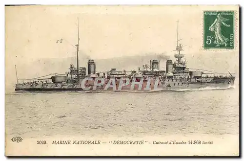 Cartes postales Bateau de Guerre Democratie Cuirasse d'escadre