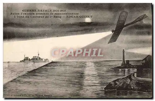 Ansichtskarte AK Bateau de Guerre navale Avion francais rentrant de reconnaissance a bord du croiseur de 1er rang