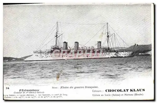 Cartes postales Bateau de Guerre D'Entrecasteaux Croiseur de 1ere classe a batterie