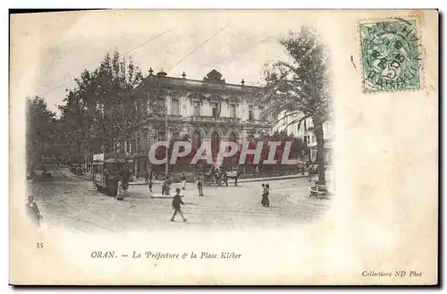 Cartes postales Prefecture et la Place Kleber Oran Algerie Tramway