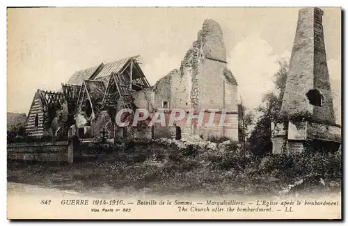 Ansichtskarte AK Militaria Bataille de la Somme Marquivilliers L'eglise apres le bombardement