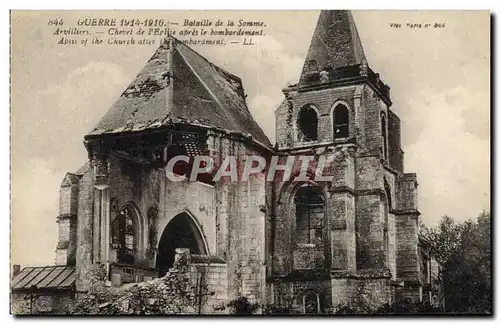 Ansichtskarte AK Militaria Bataille de la Somme Arvilliers Chevet de l'eglise apres le bombardement