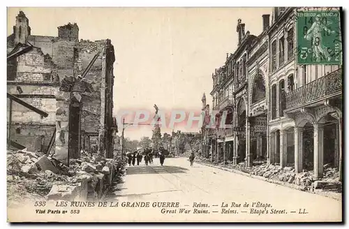 Ansichtskarte AK Militaria Reims La rue de l'Etape