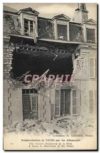 Cartes postales Militaria Bombardement de Reims par les Allemands Une maison boulevard de la paix