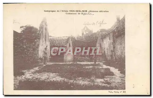 Cartes postales Militaria Maisons detruites Commune de Moulin