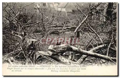 Ansichtskarte AK Militaria Peronne Verger devaste par les troupes allemandes