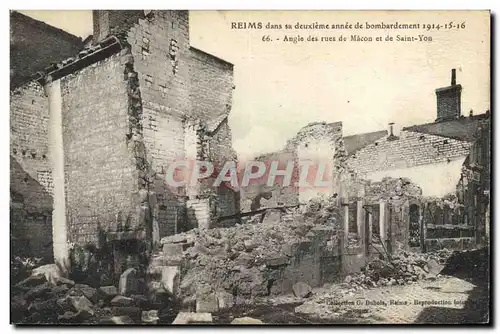 Ansichtskarte AK Militaria Reims Angle des rues de Macon et de Saint Yon