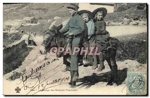 Cartes postales Folklore Auvergne Le martyr des Stations thermales Ane Mule TOP