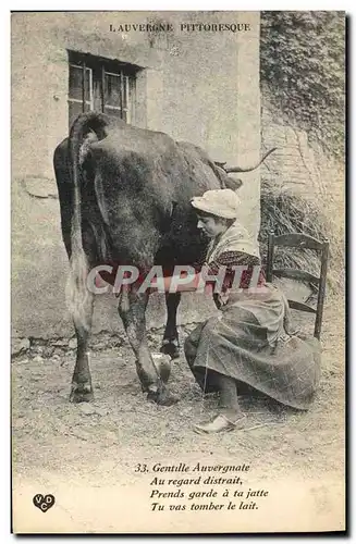 Ansichtskarte AK Folklore Auvergne Gentille Auvergnate au regard distrait