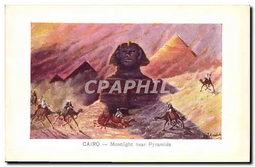 Cartes postales Egypt Egypte Cairo Moonlight near Pyramids